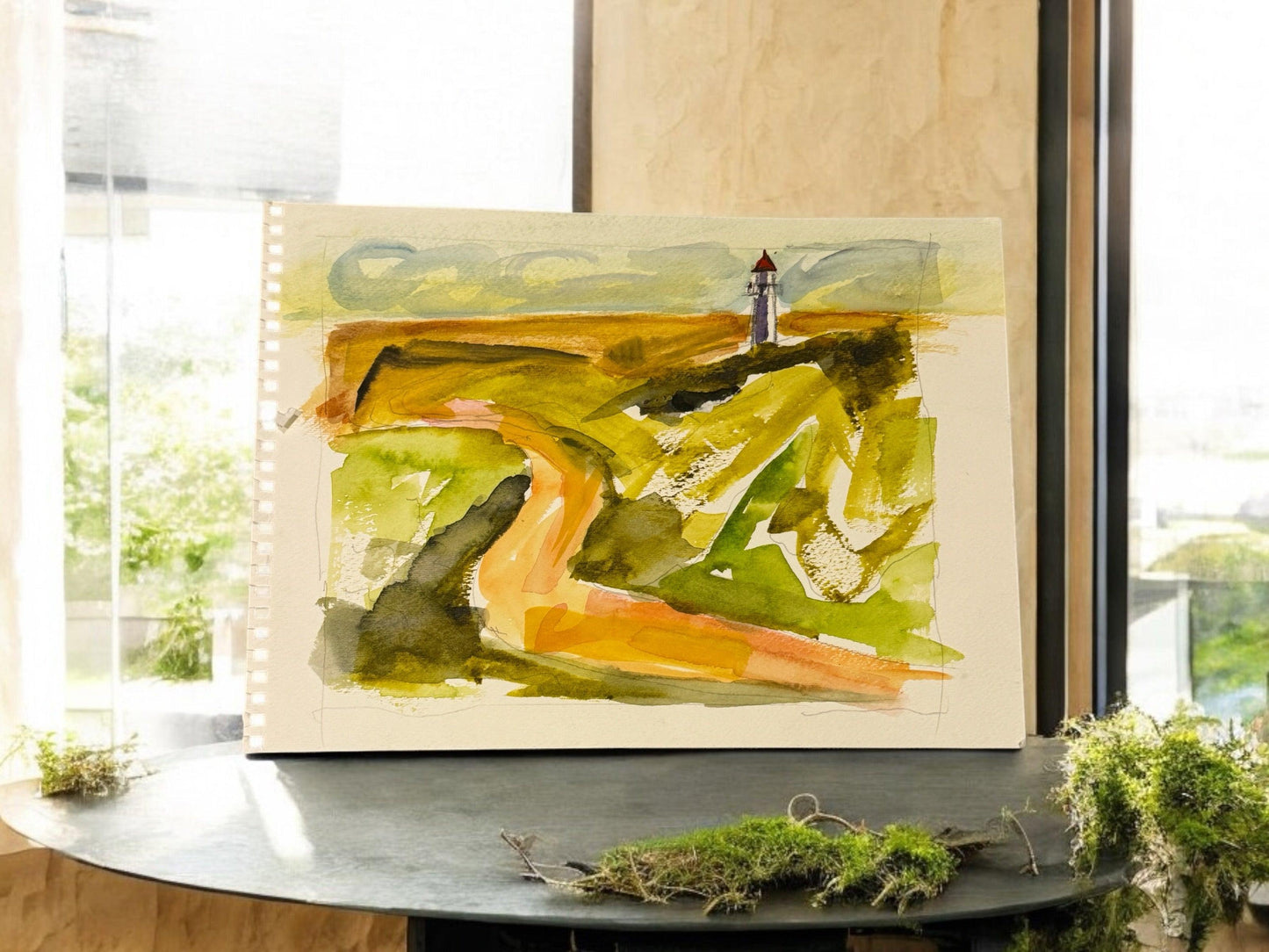 Road to the Lighthouse - Mixed media on paper