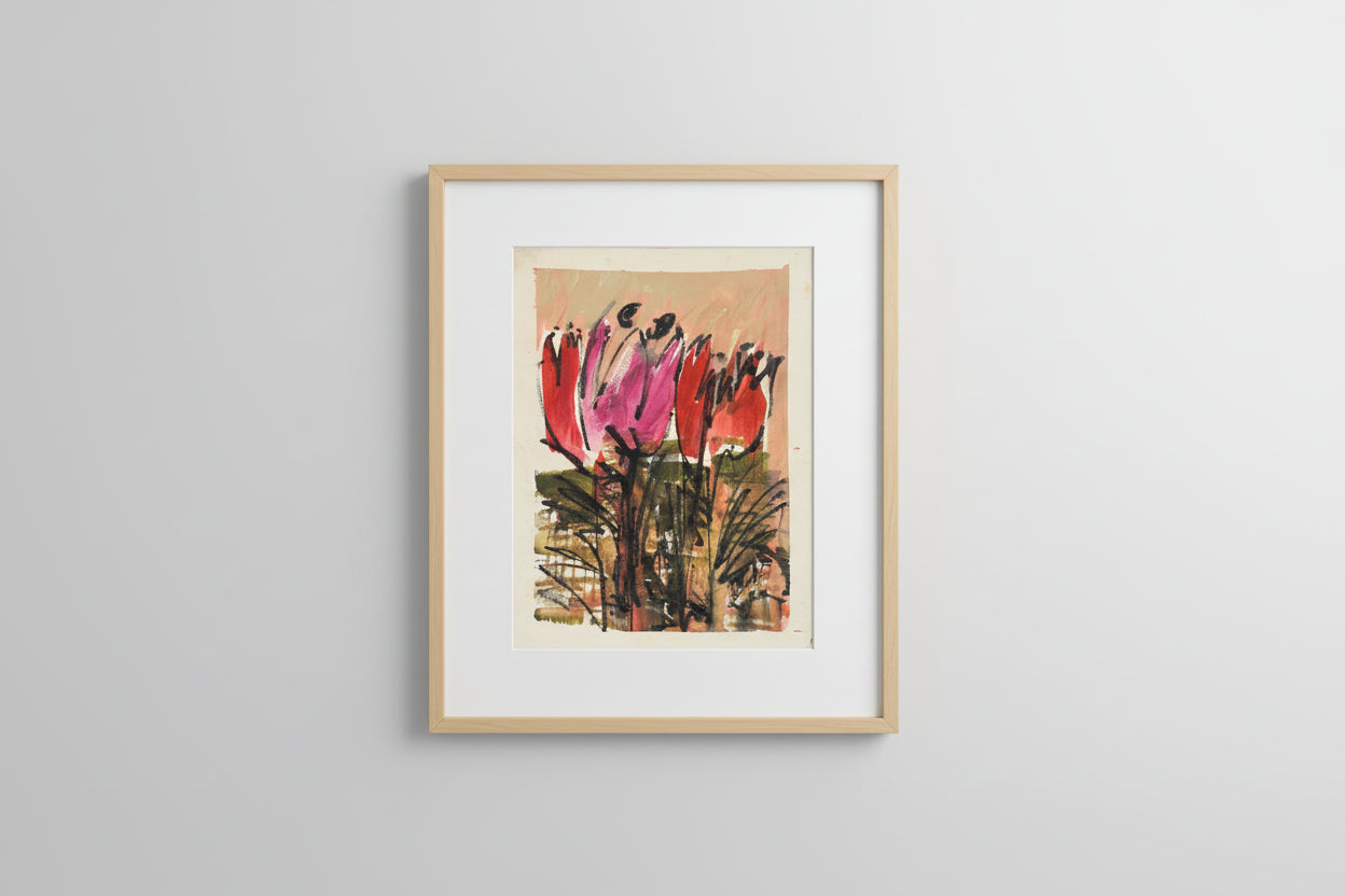 Time for Tulips - Mixed media on paper - The Artful