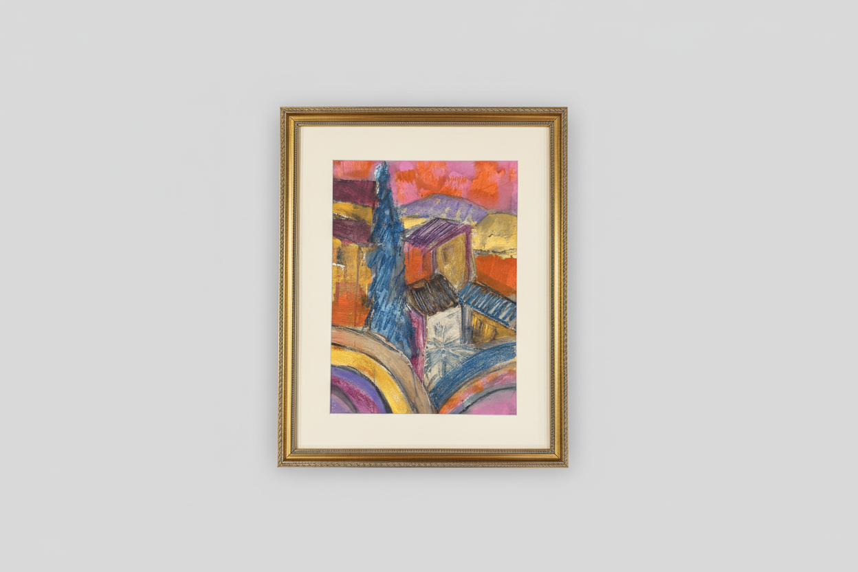 Tuscan hillside - Angela Reed - Mixed media on paper 1428 - The Artful