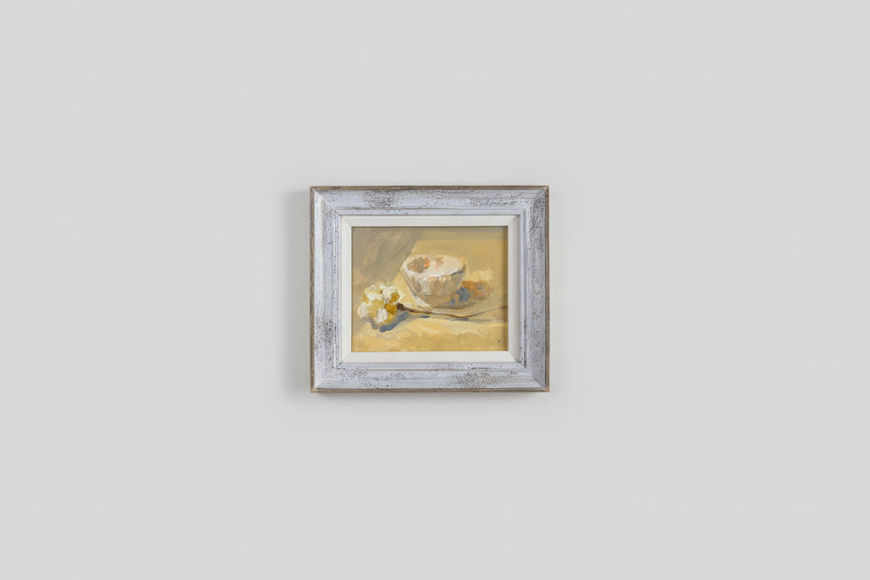White bowl & Flower - Oil on Board - 1437 - The Artful