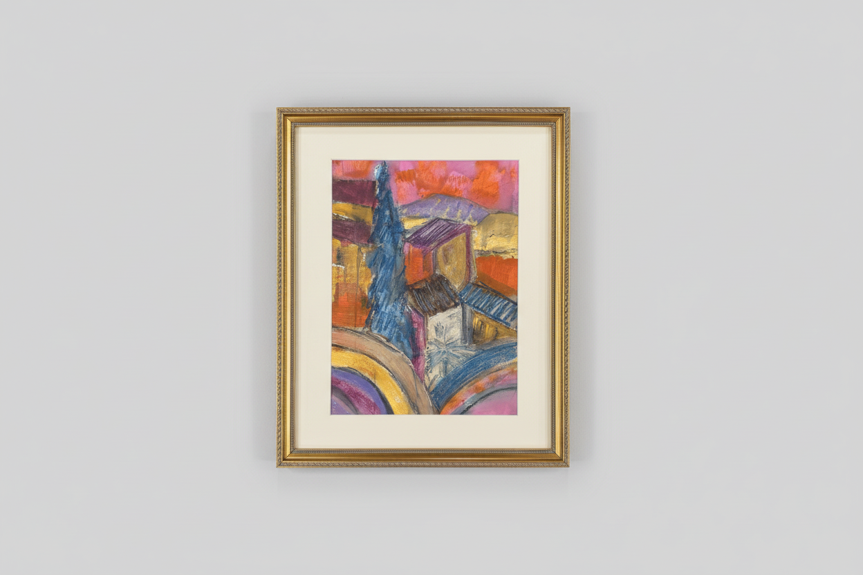 Tuscan hillside - Angela Reed - Mixed media on paper 1428 - The Artful
