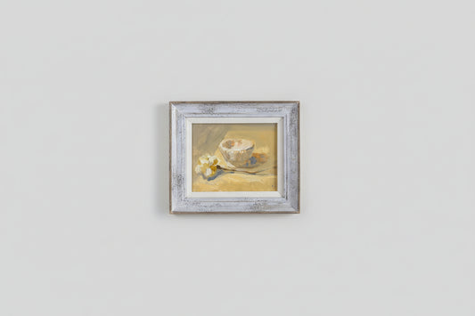 White bowl & Flower - Oil on Board - 1437 - The Artful